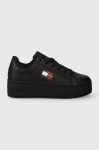 Шкіряні кросівки Tommy Jeans TJW FLATFORM ESS колір чорний EN0EN02426 Шкіряні кросівки Tommy Jeans TJW FLATFORM ESS колір чорний EN0EN02426