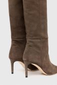 Замшеві чоботи Custommade Alia Suede жіночі колір зелений на шпильці 998621063