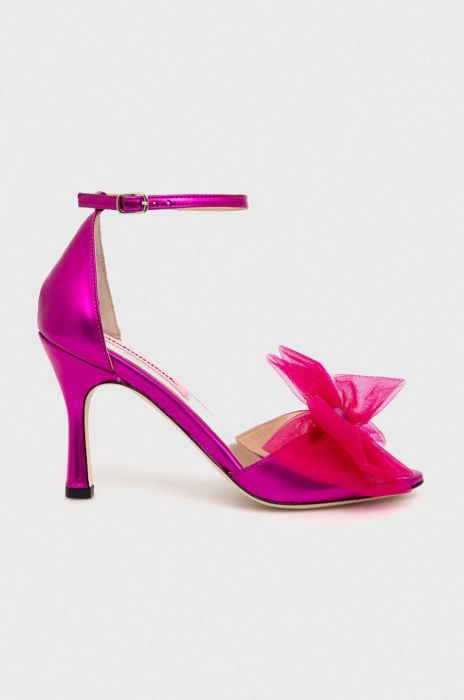 Шкіряні сандалі Custommade Ashley Metallic Bow колір рожевий 999624046