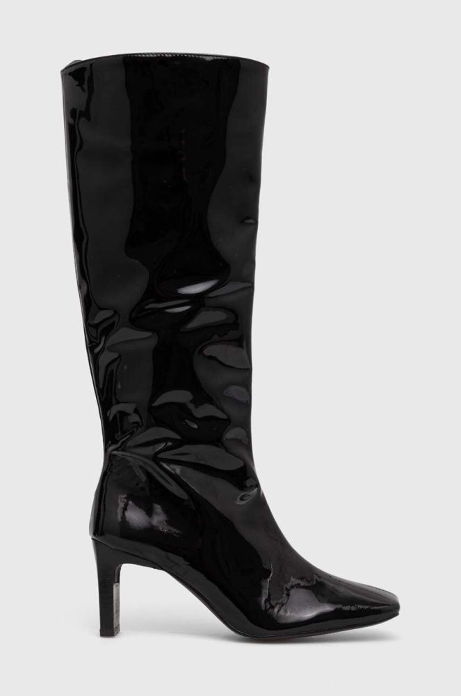 Шкіряні чоботи Alohas Isobel жіночі колір чорний каблук блок S100059.01