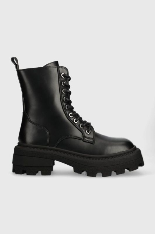 Черевики Buffalo Nabu Lace Up Mid жіночі колір чорний на платформі 1622344