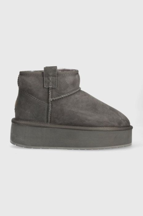 Замшеві чоботи Emu Australia Foy Flatform Micro колір сірий W13073.CHAR Замшеві чоботи Emu Australia Foy Flatform Micro колір сірий W13073.CHAR