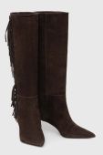 Замшеві чоботи Twinset жіночі колір коричневий на шпильці 232TCT220