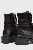 Шкіряні черевики AllSaints Dusty жіночі колір чорний на плоскому ходу WF0048Z Шкіряні черевики AllSaints Dusty жіночі колір чорний на плоскому ходу WF0048Z