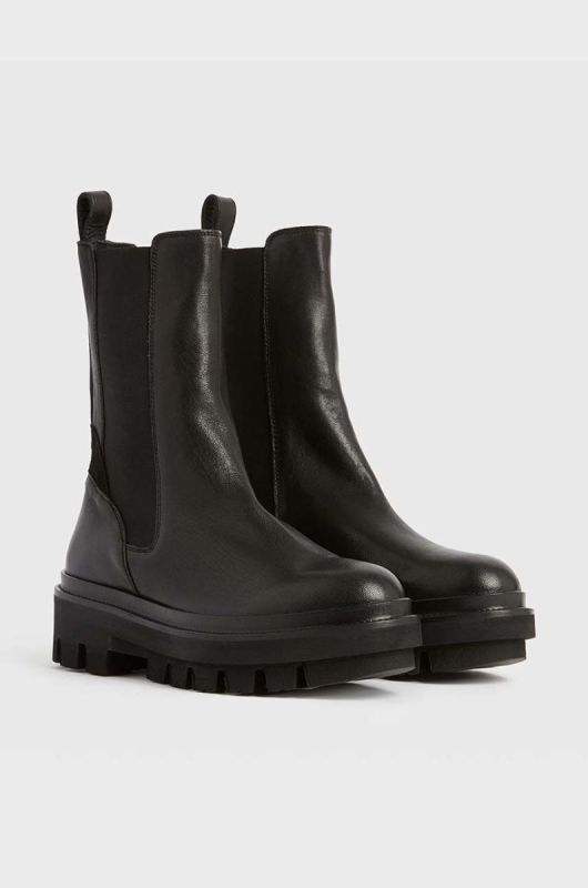 Шкіряні черевики AllSaints Billie жіночі колір чорний на плоскому ходу WF033V фото 2