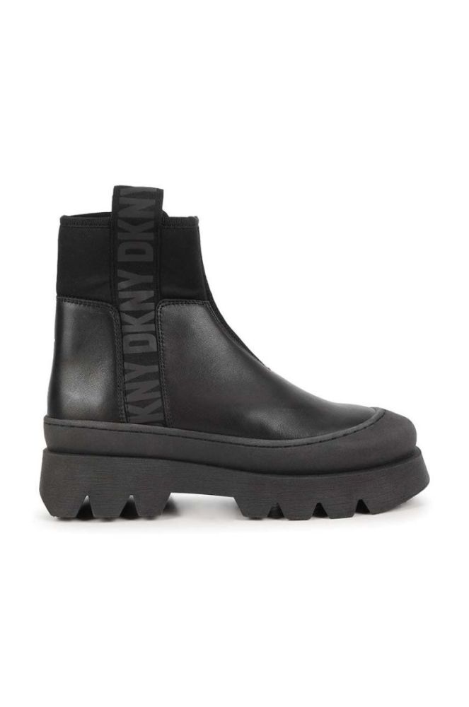 Дитячі шкіряні черевики Dkny колір чорний (3638804) фото 2