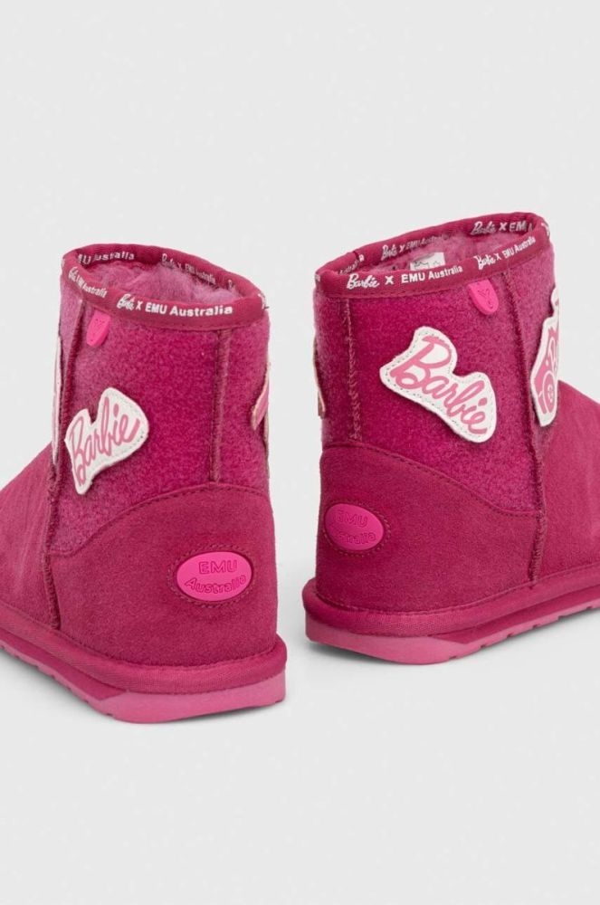 Дитячі замшеві зимові черевики Emu Australia x Barbie, Wallaby Mini Play колір рожевий фото 3