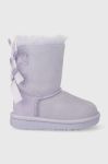 Дитячі замшеві чоботи UGG T BAILEY BOW II колір фіолетовий Дитячі замшеві чоботи UGG T BAILEY BOW II колір фіолетовий