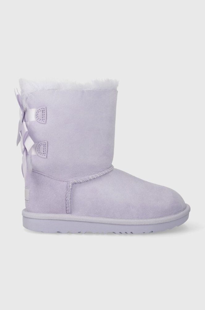 Дитячі замшеві чоботи UGG K BAILEY BOW II колір фіолетовий