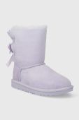 Дитячі замшеві чоботи UGG K BAILEY BOW II колір фіолетовий