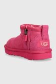 Дитячі замшеві чоботи UGG T CLASSIC ULTRA MINI колір рожевий