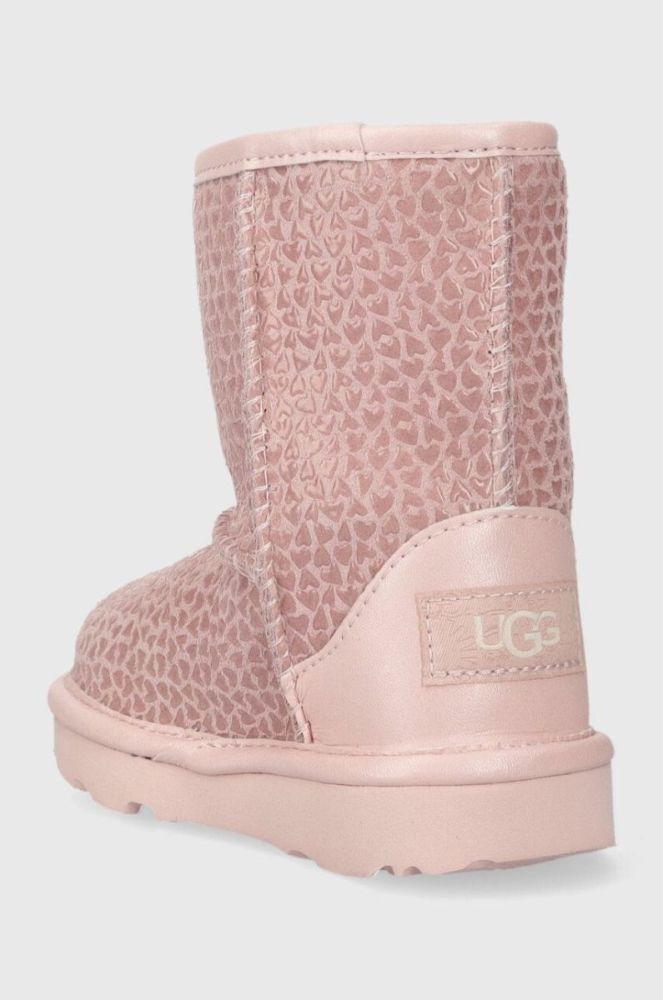 Дитячі шкіряні чоботи UGG T CLASSIC IIEL HEARTS колір рожевий фото 3