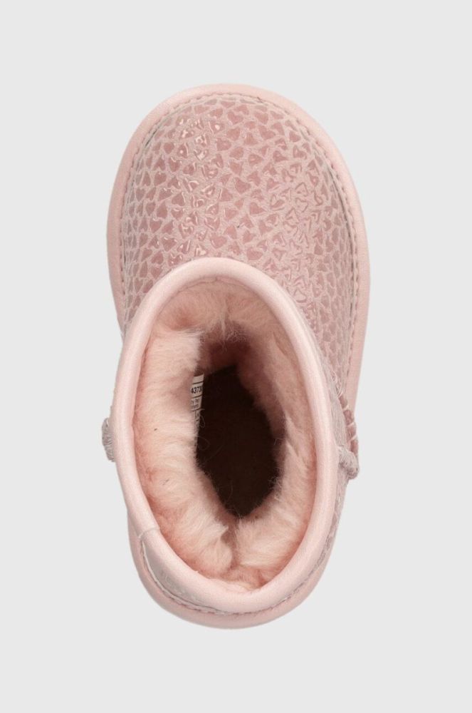 Дитячі шкіряні чоботи UGG T CLASSIC IIEL HEARTS колір рожевий фото 4
