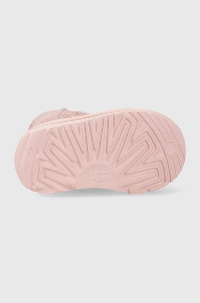 Дитячі шкіряні чоботи UGG T CLASSIC IIEL HEARTS колір рожевий фото 5