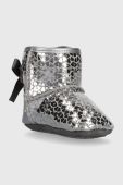 Дитячі шкіряні чоботи UGG I JESSE BOW II GEL HEARTS колір срібний