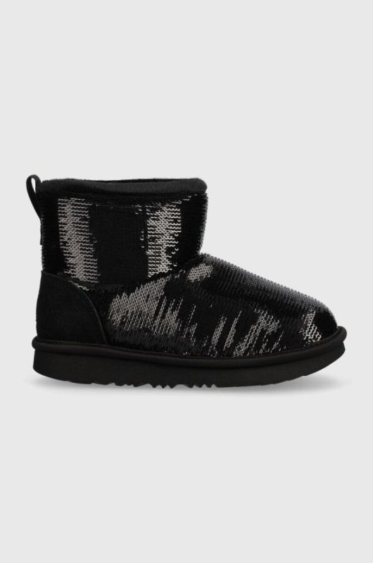 Дитячі чоботи UGG KIDS CLASSIC MINI MIRROR BALL колір чорний