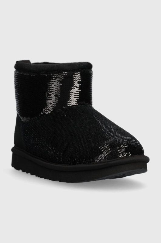 Дитячі чоботи UGG KIDS CLASSIC MINI MIRROR BALL колір чорний фото 2
