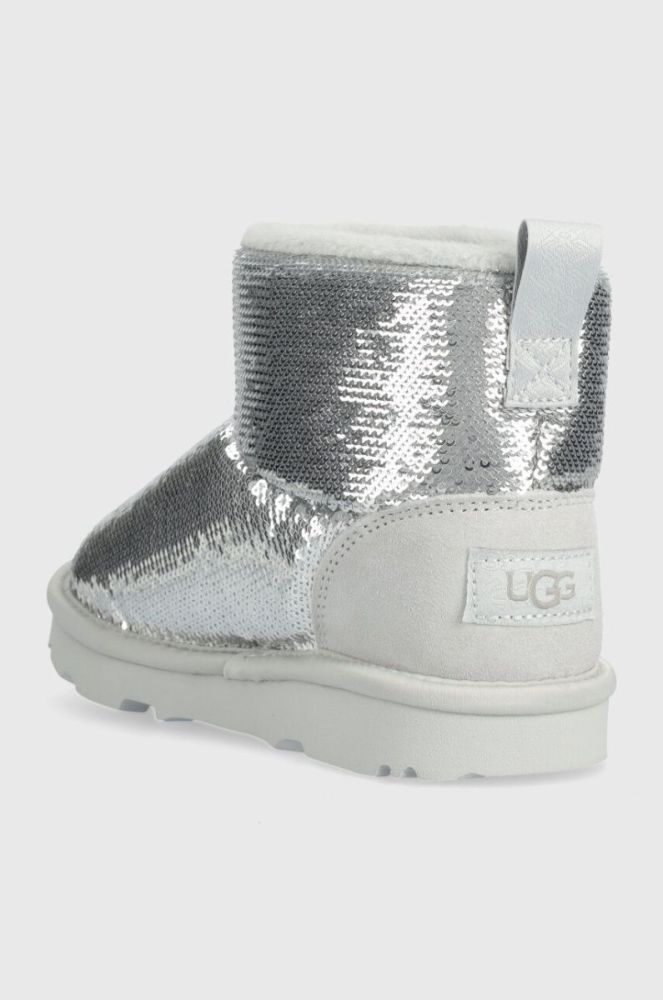 Дитячі чоботи UGG KIDS CLASSIC MINI MIRROR BALL колір срібний фото 3