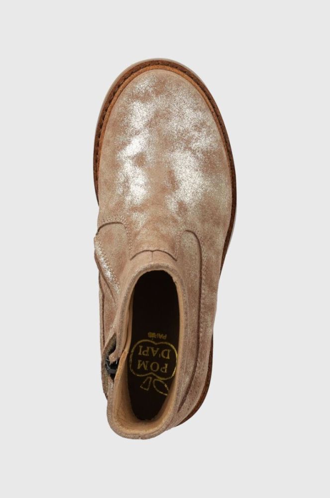 Дитячі замшеві черевики Pom D'api SISTER BOOTS колір бежевий (3536065) фото 4