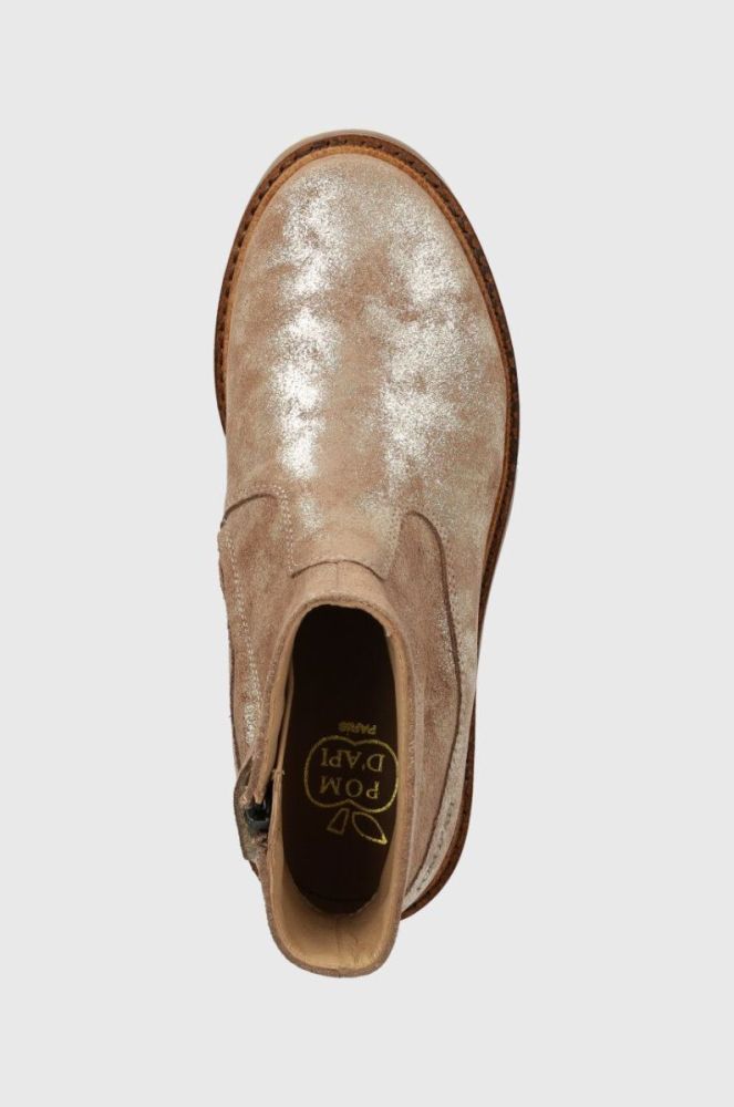 Дитячі замшеві черевики Pom D'api SISTER BOOTS колір бежевий (3531017) фото 4