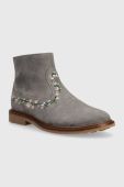 Дитячі замшеві черевики Pom D'api SISTER BRODI колір сірий (3536375)