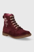 Дитячі замшеві черевики Pom D'api TRIP HI FLO колір бордовий (3530992)