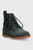 Дитячі замшеві черевики Pom D'api TRIP HI LACE колір зелений (3531363)