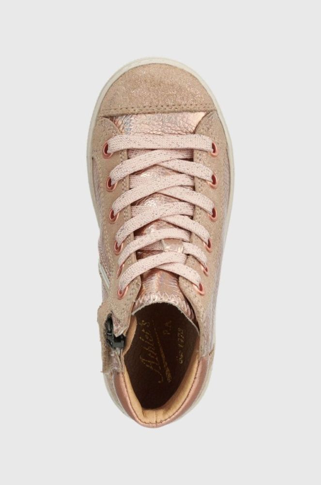 Дитячі шкіряні кеди Pom D'api SWAG ZIP LACE колір рожевий (3569524) фото 4