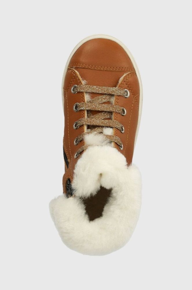 Дитячі шкіряні зимові черевики Pom D'api SWAG ZIP FUR колір коричневий (3690291) фото 4