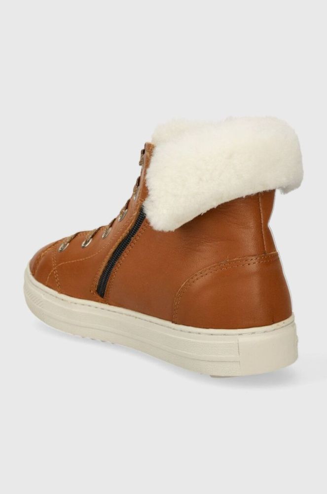 Дитячі шкіряні зимові черевики Pom D'api SWAG ZIP FUR колір коричневий (3690534) фото 3