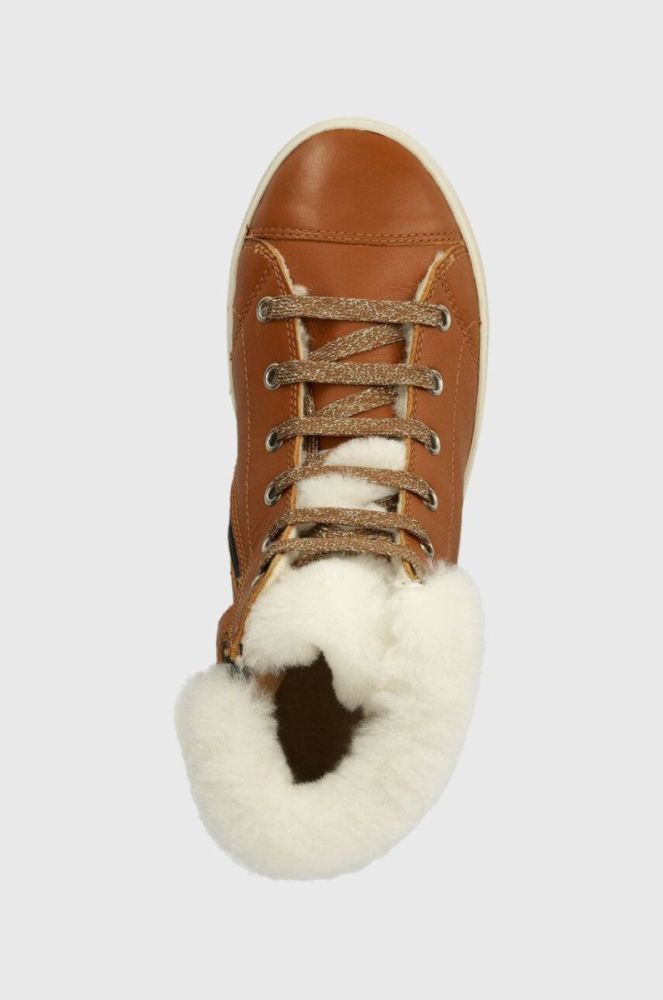 Дитячі шкіряні зимові черевики Pom D'api SWAG ZIP FUR колір коричневий (3690534) фото 4