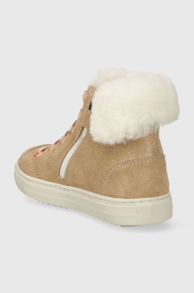 Дитячі замшеві зимові черевики Pom D'api SWAG ZIP FUR колір бежевий (3689882) фото 3