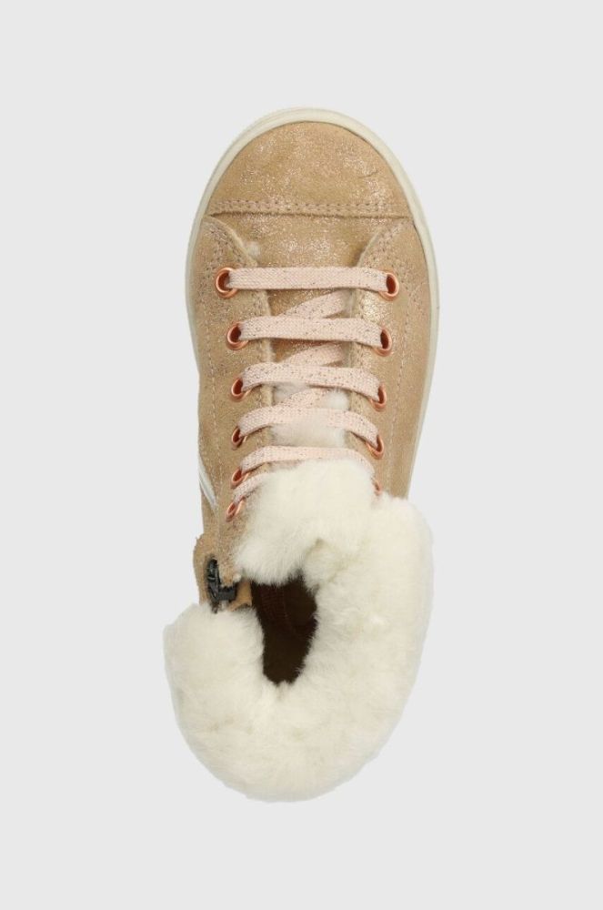 Дитячі замшеві зимові черевики Pom D'api SWAG ZIP FUR колір бежевий (3689882) фото 4