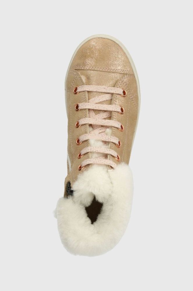 Дитячі замшеві зимові черевики Pom D'api SWAG ZIP FUR колір бежевий (3690296) фото 4