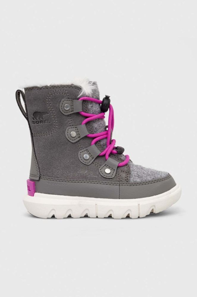 Дитячі чоботи Sorel CHILDRENS SOREL EXPLORER™ LACE WP колір сірий