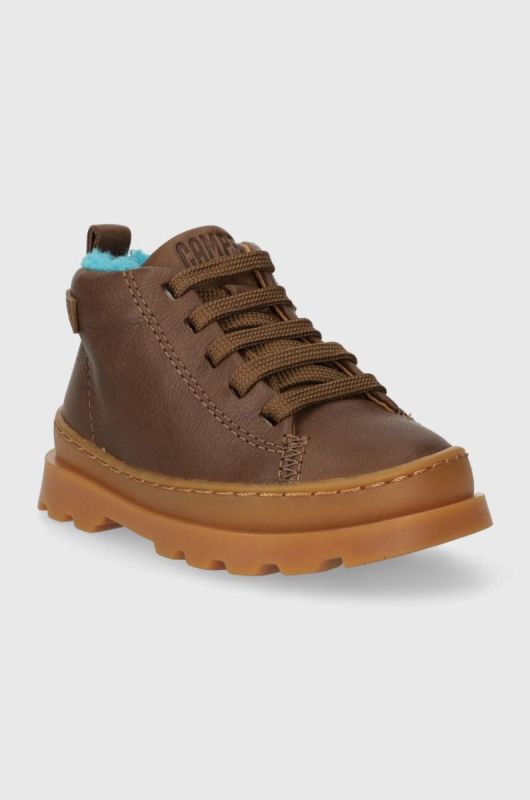 Дитячі шкіряні туфлі Camper Brutus FW колір коричневий фото 2