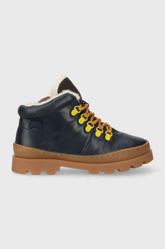 Дитячі шкіряні зимові черевики Camper K900313 Brutus Kids колір синій