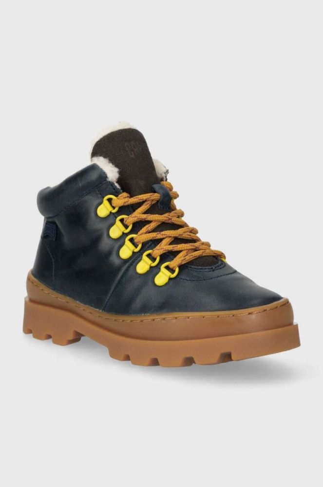 Дитячі шкіряні зимові черевики Camper K900313 Brutus Kids колір синій фото 2
