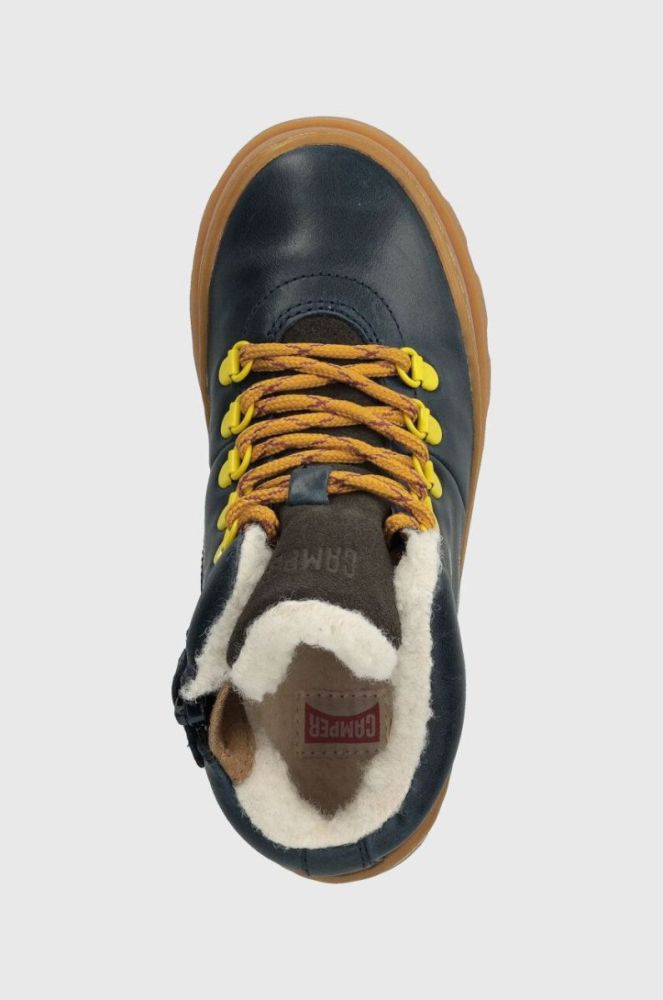 Дитячі шкіряні зимові черевики Camper K900313 Brutus Kids колір синій фото 4