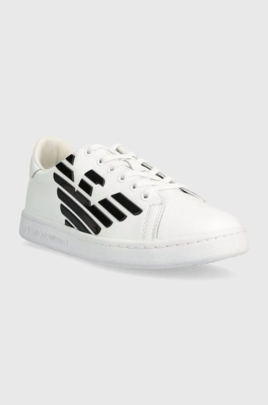Дитячі шкіряні кросівки EA7 Emporio Armani колір білий фото 2