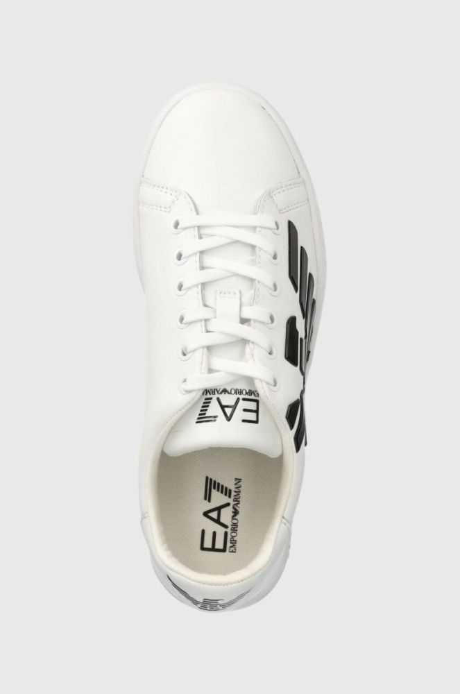 Дитячі шкіряні кросівки EA7 Emporio Armani колір білий фото 4