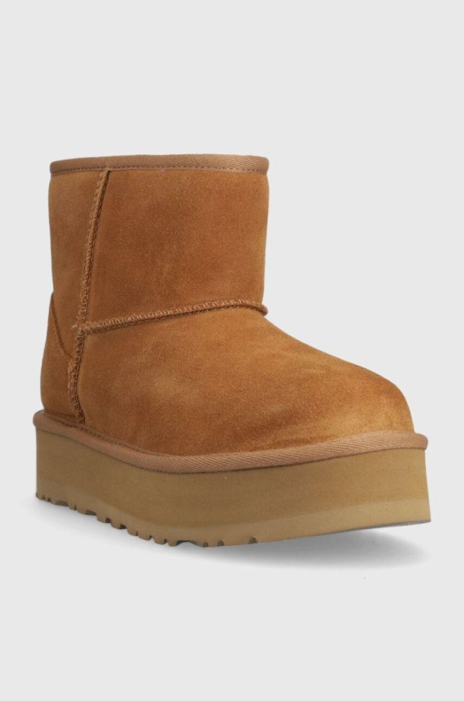 Дитячі замшеві чоботи UGG CLASSIC MINI PLATFORM колір бежевий фото 2