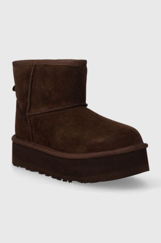 Дитячі замшеві чоботи UGG CLASSIC MINI PLATFORM колір коричневий фото 2