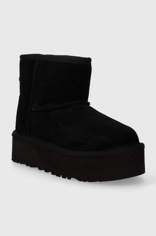 Дитячі замшеві чоботи UGG CLASSIC MINI PLATFORM колір чорний фото 2