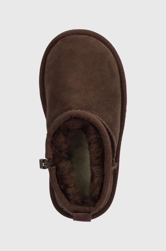 Снігові чоботи дитячі замшеві UGG CLASSIC ULTRA MINI колір коричневий фото 4