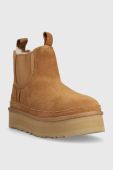 Дитячі замшеві зимові черевики UGG KIDS NEUMEL PLATFORMLSEA колір бежевий