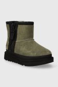 Дитячі зимові черевики UGG T CLASSIC MINI ZIPPER TAPE LOGO колір зелений Дитячі зимові черевики UGG T CLASSIC MINI ZIPPER TAPE LOGO колір зелений