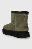 Дитячі зимові черевики UGG T CLASSIC MINI ZIPPER TAPE LOGO колір зелений Дитячі зимові черевики UGG T CLASSIC MINI ZIPPER TAPE LOGO колір зелений
