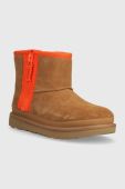 Дитячі замшеві чоботи UGG KIDS CLASSIC MINI ZIPPER TAPE L колір бежевий