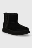 Дитячі замшеві чоботи UGG KIDS CLASSIC MINI ZIPPER TAPE L колір чорний